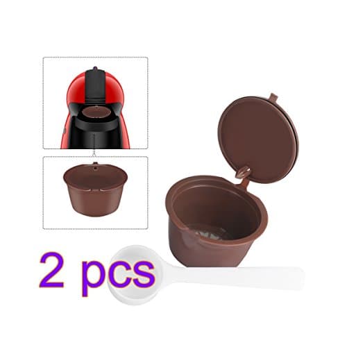 Winbang Coffee Capsule, Refillable Dolce Gusto Capsules Reusable with Coffee Spoon Compatible for Nescafe Genio Piccolo Esperta and Circolo (2pcs)