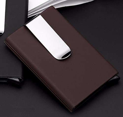 Leather Card Holder RFID with Money Clip (Brown)