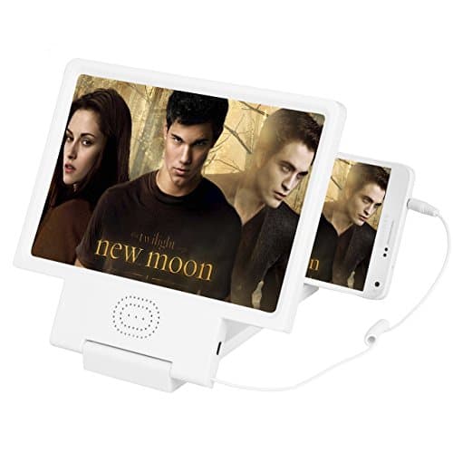 AGYTECH Screen Magnifier Cell Phone 3D HD Movie Video Amplifier with Speaker/Foldable Holder Stand/Adapter for Apple iPhone 6/6s/6 Plus/6s Plus, Samsung Galaxy and All Smart Phone (white)
