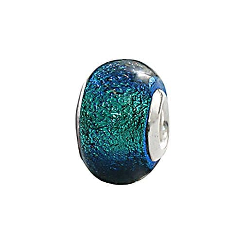 Zable Beads Sterling Silver Round Dichroic Blue Glass Bead