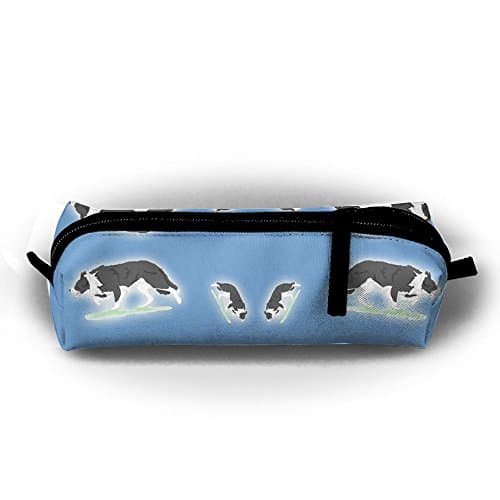 Herding Border Collies Blue Pen Bag Makeup Pouch Zipper Box Office Organizer Bag Pencil Case