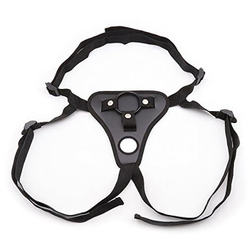 Leather Strap On Waist Adjustable Double Role Play Toy Black