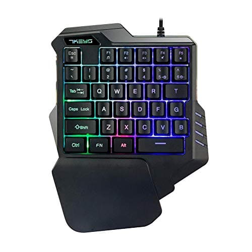 One Hand Gaming Keyboard USB Wired Gaming Keyboard E-Sport Gaming Keyboard 35 LED Backlit for LOL Dota PUBG OW