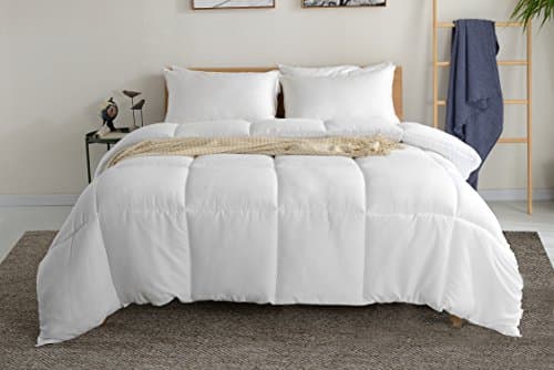 White Quilted Comforter Duvet Insert - Twin Size Duvet Insert with Corner Tabs - Hypoallergenic, Plush Silicon Fiber Down Alternative Filling, Box Stitched Comforter by Red Nomad