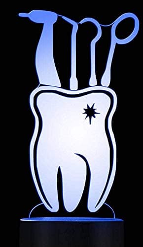 3D Night Light Dental Care Decal Dentist Acrylic Table Light Dental Hygienist Gift Tooth Medical Art with Color Changing Optical Illusion Light