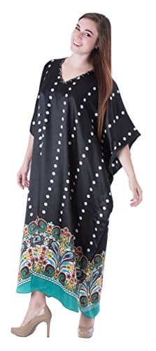 Women's Poly Satin Caftan Night Garden One Size