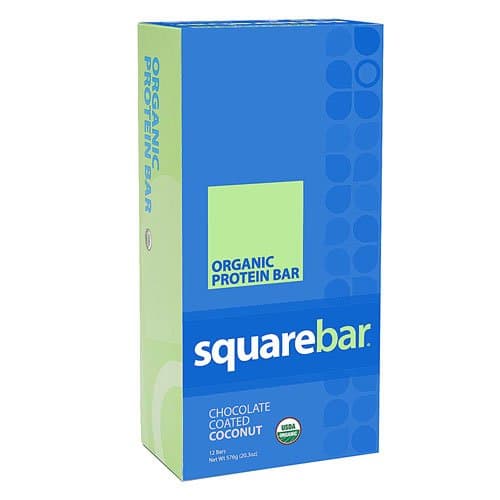Squarebar Organic Protein Bar Chocolate Coated Coconut -- 12 Bars - 2 pc