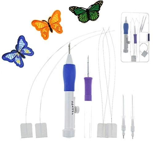 COPYLOVE Embroidery Patterns Plastic Punch Needle Kit, Magic Embroidery Pen Punch Needles Set Knitting Sewing Tool for Embroidery DIY Threaders Sewing Good for Beginner