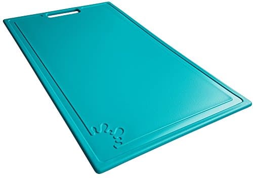 Chopping Board Plastic Non-Slip Feet Cutting Board Dishwasher Safe Antibacterial (Large, Turquoise)