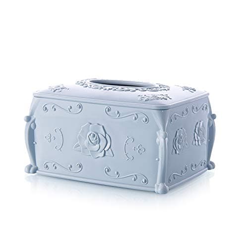 Wedding Tissue Box,Paper Facial Simple Design Multifunctional Plastic Tissue Dispenser Box Cover for Bathroom Vanity Countertops, Bedroom Dressers, Night Stands,Blue,17.5 * 13 * 9.5cm