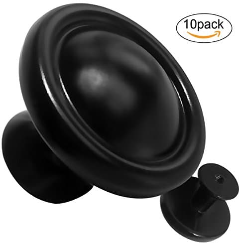 Elegant Black Kitchen Cabinet Knobs 1 1/4 Inch Round Drawer Handles 10 Pack Knobs for kitchen cabinets (Cabinet handles -05)