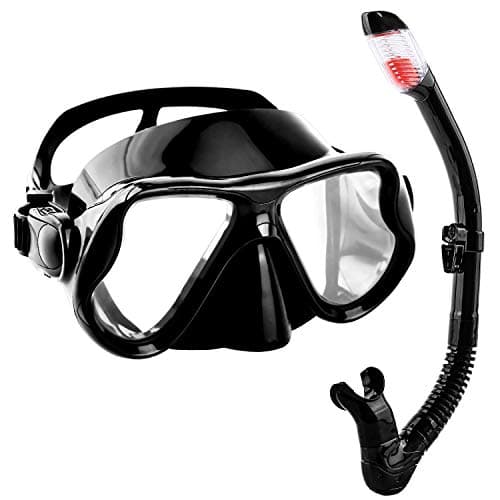 Scientoy Snorkel Set- Dive Mask with Easy-Breath Dry Top Valve, Anti Fog Lens, Wide View - Adjustable Snorkel Mask for Adult and Youth