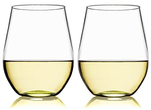 KATYK Unbreakable BPA Free Clear Plastic Stemless Wine Glasses, 19 Ounce, Set of 4