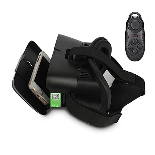 VR Headset with Bluetooth Remote Controller,3D Virtual Reality Headset Glasses for Iphone Samsung and other smartphone with Wireless Bluethooth Multi Controller Gamepad