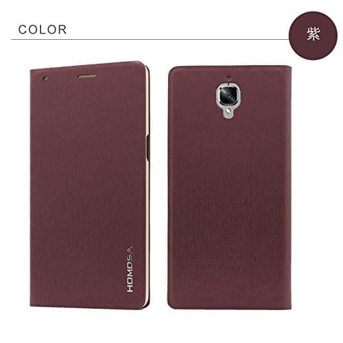 HOMOSA OnePlus 3T Case, Luxury Flip Leather Case,Unique Case for OnePlus 3T with Stand &amp; Hidden card slot (Violet)