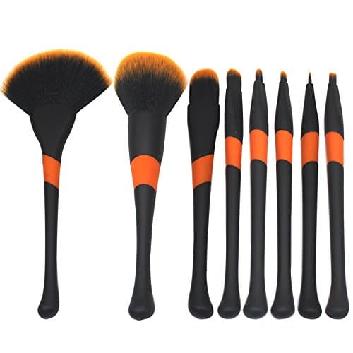 SJZ TECH 8 PCS Makeup Brush Set Cosmetics Foundation Blending Blush Eyeliner Face Powder Brush Makeup Brush Kit(Black)