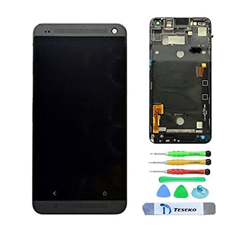 Teseko New Assembly full LCD Display + Touch Screen Digitizer With Frame For HTC One M8 With Free DIY Tools---Black