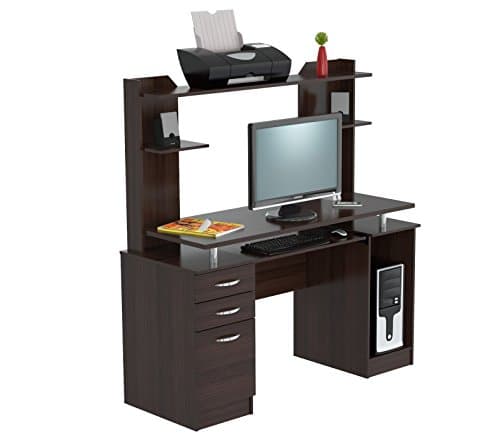 Inval America Computer Workcenter with Hutch, Espresso