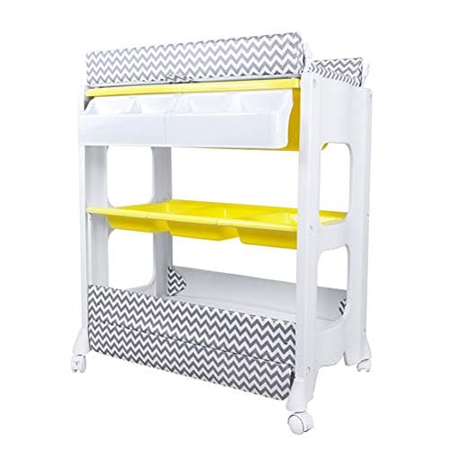 Changing Table Station and Bath Tub Unit, Infants Massage Bed, Portable Changer Baby Storage Dresser with Wheels