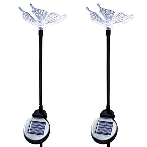 Tricod E2174 Solar Butterfly Garden Stake Color Change Light, Medium, 2-Piece
