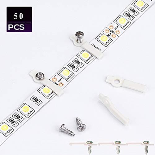 EPBOWPT 50pcs LED Light Strip Mounting Bracket Fixing Clip - One Side Fixing, Screws Included, Ideal for Non-Waterproof 10mm Width LED Light Strips