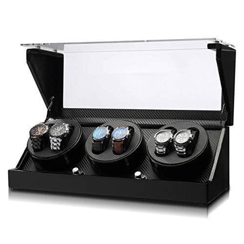 Automatic Watch Winder Storage Boxes for 6 Auto Watches with Quiet Janpanese Motor
