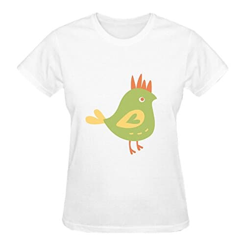 Cute Bird Black Tee Shirt Women White