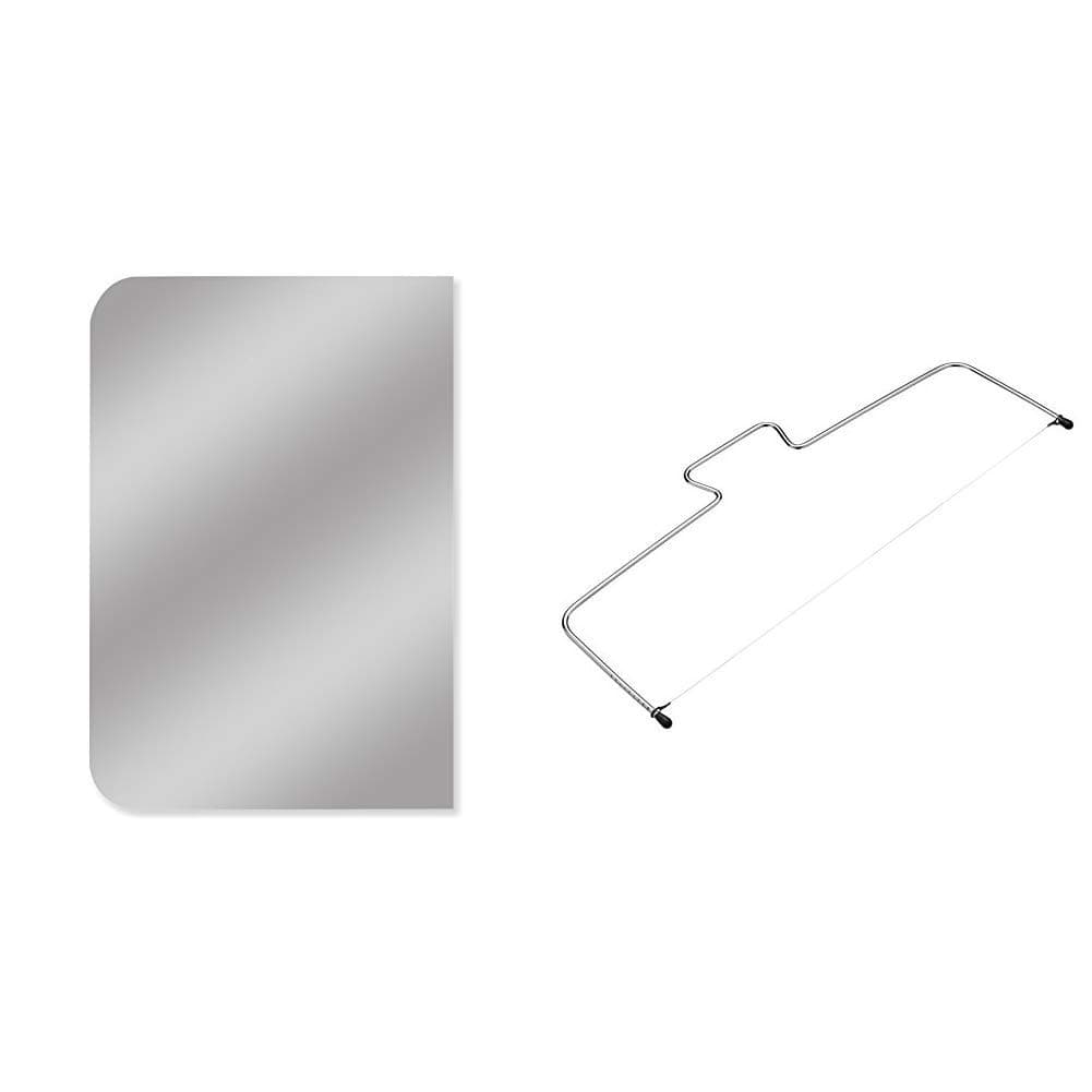 PME Plain Side Stainless Steel Scraper 5 x 3.5-inches & KitchenCraft Sweetly Does It Cake Leveller/Cake Cutter Wire, Carbon Steel, 40 cm