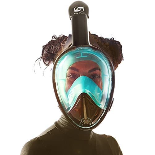 Full Face Snorkel Mask – 180° Panoramic Underwater View Diving Mask – Anti-Fog, Anti-Leak Snorkel Gear – Easybreath Snorkeling Mask for Adults, Kids with Longer Snorkeling Tube and Waterproof Earplugs