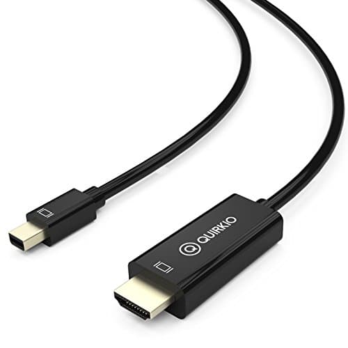 Mini DP to HDMI, Quirkio Gold Plated Mini DisplayPort (Thunderbolt Port Compatible) to HDMI HDTV - 15FT | Black |