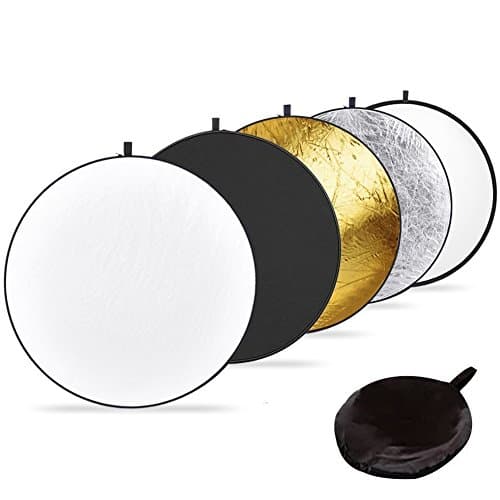Abaige Collapsible Light Reflector with Bag (43 inch/110 cm) for Studio Lighting &amp; Outdoor Lighting, Multi-color supported - Translucent, Silver, Gold, White and Black