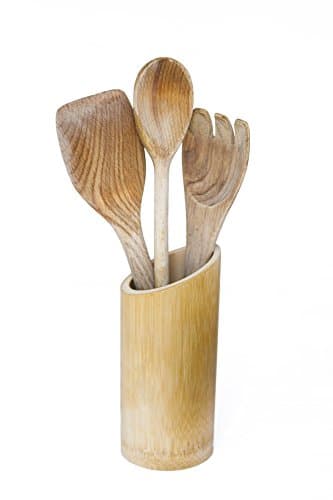 Natural Bamboo Kitchen Utensil Holder Organizer