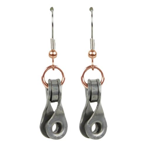 Velo Bling Designs Twisted Link and Roller Earrings, Copper