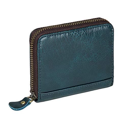 Women's Genuine Leather Wallet RFID Blocking Spacious Zipper Card Wallet Small Purse