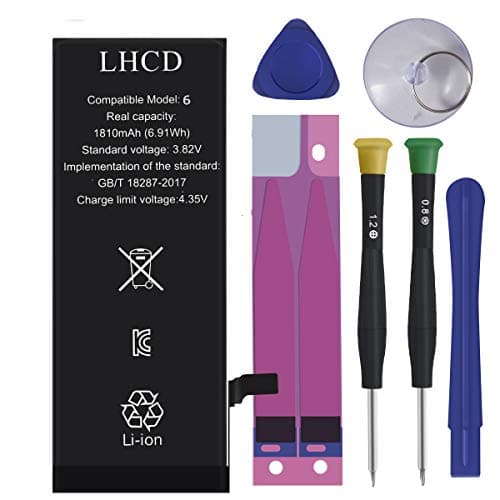 LHCD Replacement Battery Compatible with iPhone 6-1810 mAh 0 Cycle Li-ion Battery with Complete Repair Tool Kit and Instructions - 24 Months Warranty