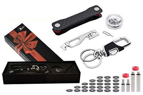 Smart Key Holder Key Organizer (12-28 Keys) - Premium Key Holder with Lancher Key-Chain, Loop Piece, Bottle & Sim Opener, Cutter, Ruler, SIM Opener and Wrench - Great Gift for Anyone.