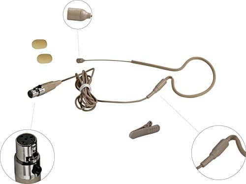 HEIMU Single Earhook Wired Headset Boom Mini XLR Omni-Directional Microphone (for Shure type 4 pin mini plug SKIN)