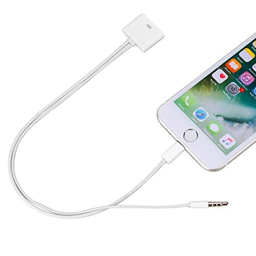 30 Pin to 8 Pin Cable Adapter Converter with 3.5mm Audio Connector for Iphone 5/5s/6/6s/iPod Touch/iPad Air, Ipad Mini, White
