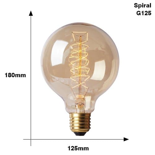 TIANLIANG04 led Bulbs 2Pcs Vintage Edison Bulb Light E27 220V 40W St64 A19 T10 T45 G80 G95Retro Edison Incandescent Bulb Lighting,G125 Spirai [Energy Class A++]