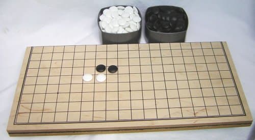 Elysium Enterprises Go Game Set.Wooden Board.45cm.Bio Convex Glass Stones in Box.