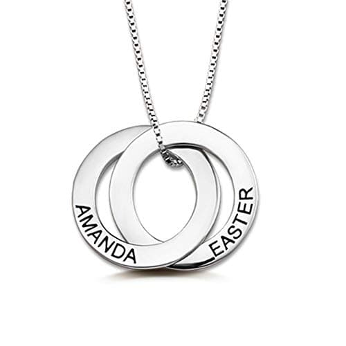 Qamra 925 Sterling Silver Personalized Russian Ring Name Necklace Custom Made with Any Names