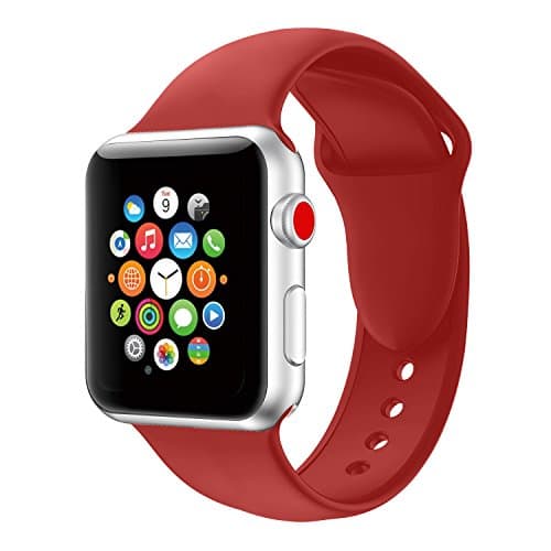 Youther For Apple Watch Bands, Soft Silicone Strap Replacement Wristbands for Apple Watch Sport Series 3 Series 2 Series 1 Red 38mm S/M