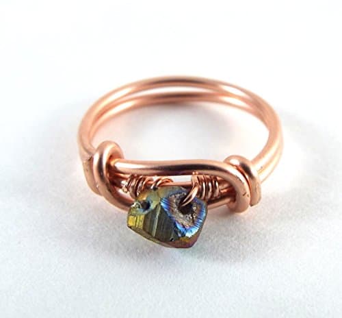 Raw Peacock Druzy SIZE 10 Wire Wrapped Ring Rose Gold