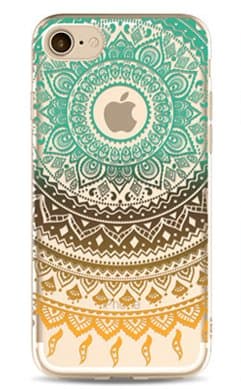 iPhone 7 Plus Case Ultra Thin Colorful Mandala Henna White Flower Cute Art Pattern TPU Rubber Flexible Slim Skin Soft Scratch Resistant Case for iPhone 7 Plus