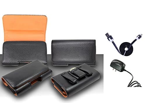 Pouch Case For HTC One M8 - Premium Classic Black Pebble Texture Leather Design Horizontal Leather Belt Case Clip Holster Pouch Cover Case (Fit for Single Phone With Thin Case or Back Cover Together) + Travel (Wall) Charger + 1 of 1M/3Feet Stylish Micro USB To USB 2.0 Data Sync Charger Flat Cable