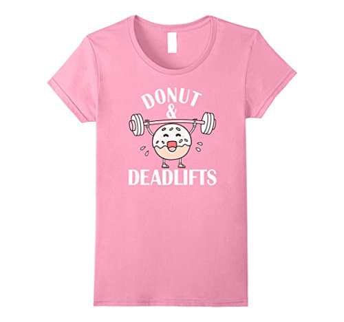Womens Donut and Deadlifts Tshirt Small Pink