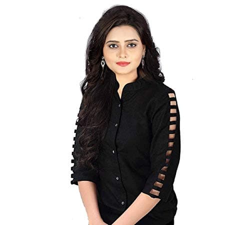 Silkova Women's Black Rayon top