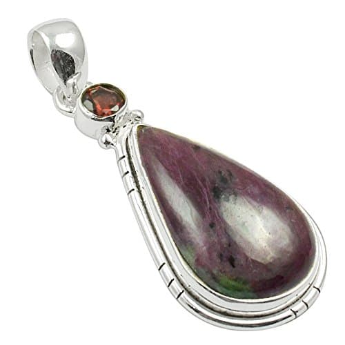 SILVERART 85Gm Genuine Cabochon Eudialyte Solid 925 Sterling Silver Pendant p-617