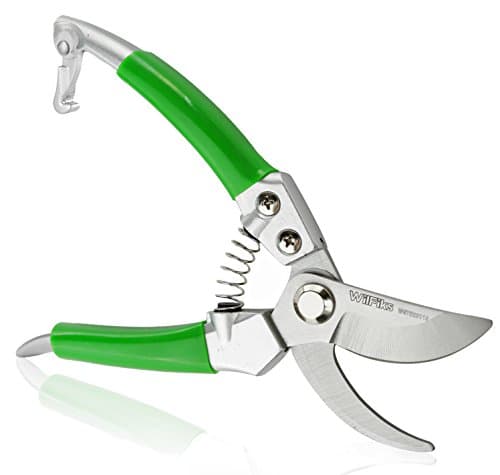 WilFiks Garden Pruning Shears - 8" Heavy Duty ByPass Hand Pruner - Secateurs Steel Gardening Scissors with Comfortable Handle and Shock Absorbing Spring - Branch, Stem and Tree Trimmer Hand Tool