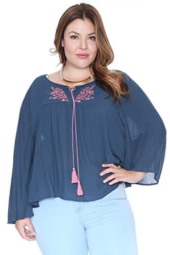 Grayson Shop Plus Size Embroidered Peasant Poncho